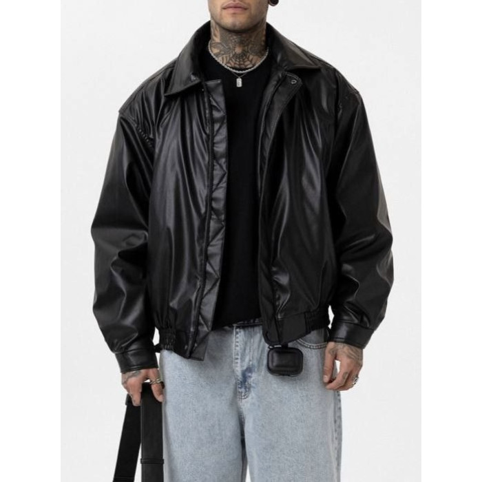 Oversize бомбер з екошкіри