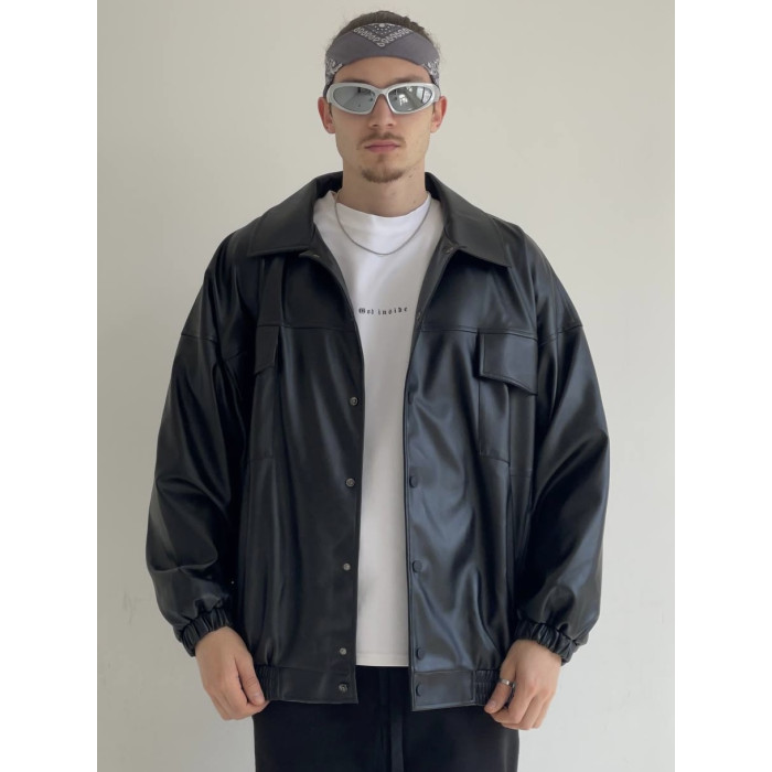 Oversize бомбер із екошкіри