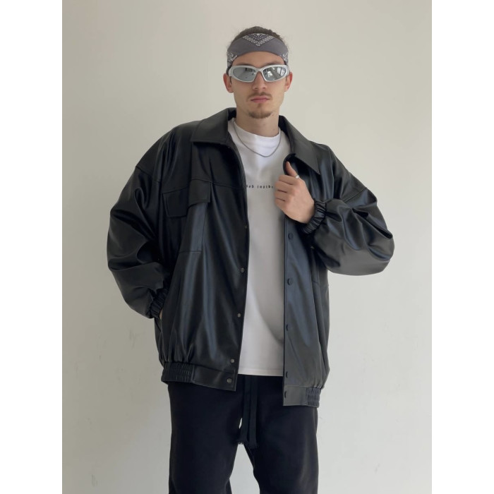 Oversize бомбер із екошкіри
