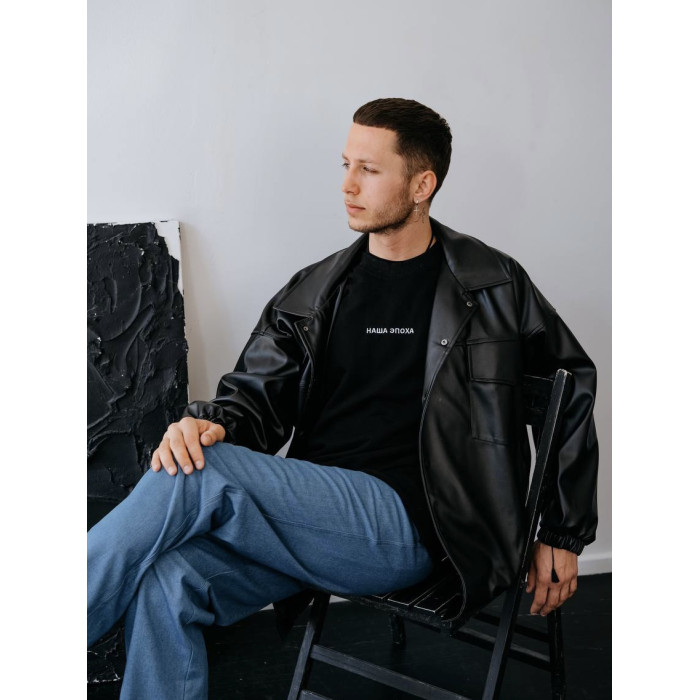Oversize бомбер із екошкіри