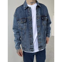 Oversize джинсовка з вишивкою на рукавах