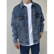 Oversize джинсовка з вишивкою на рукавах