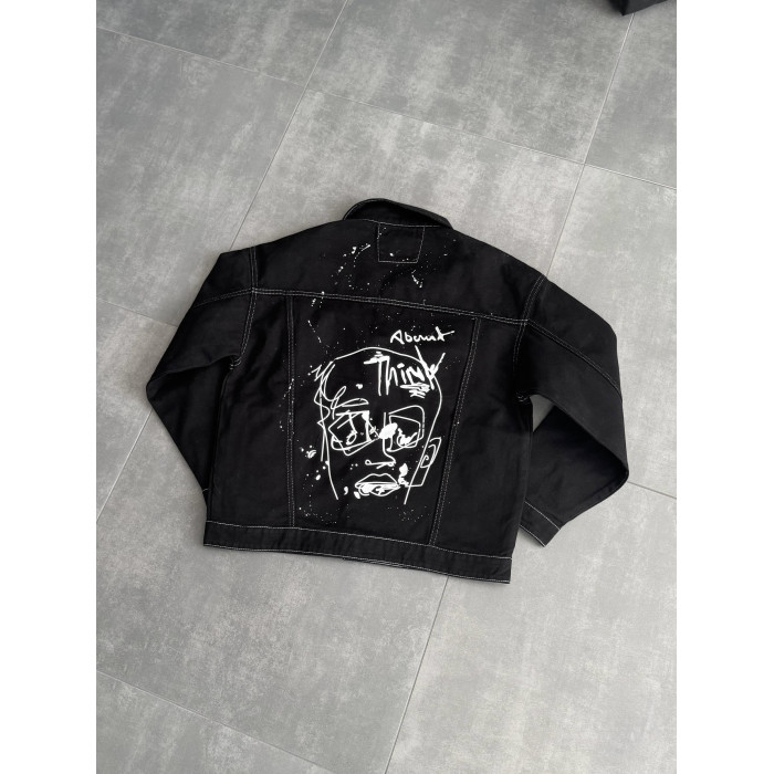 Джинсова oversize куртка з принтом