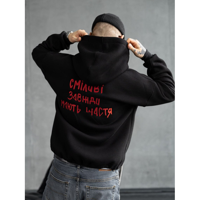 Худі на флісі з принтом