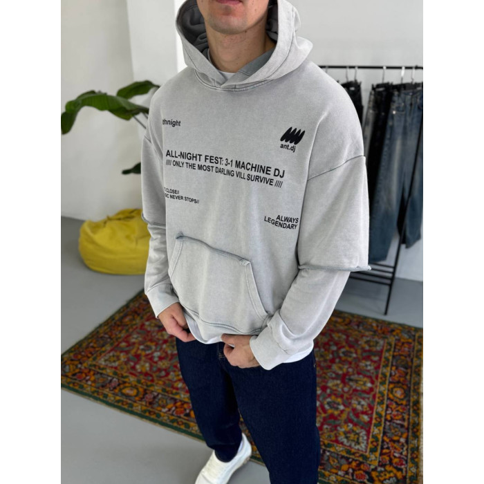 Oversize худі з імітацією футболки