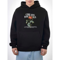 Oversize худі на флісі з принтом