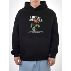 Oversize худі на флісі з принтом