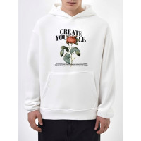 Oversize худі на флісі з принтом