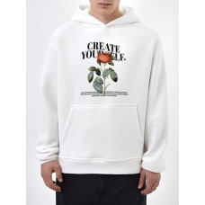 Oversize худі на флісі з принтом