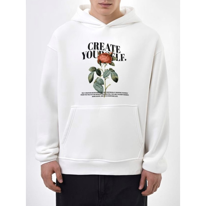 Oversize худі на флісі з принтом