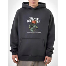 Oversize худі на флісі з принтом