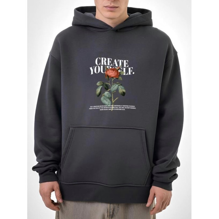 Oversize худі на флісі з принтом