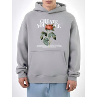 Oversize худі на флісі з принтом