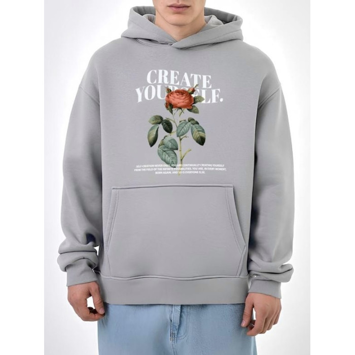 Oversize худі на флісі з принтом