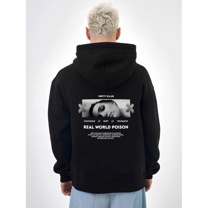 Oversize худі на флісі з принтом