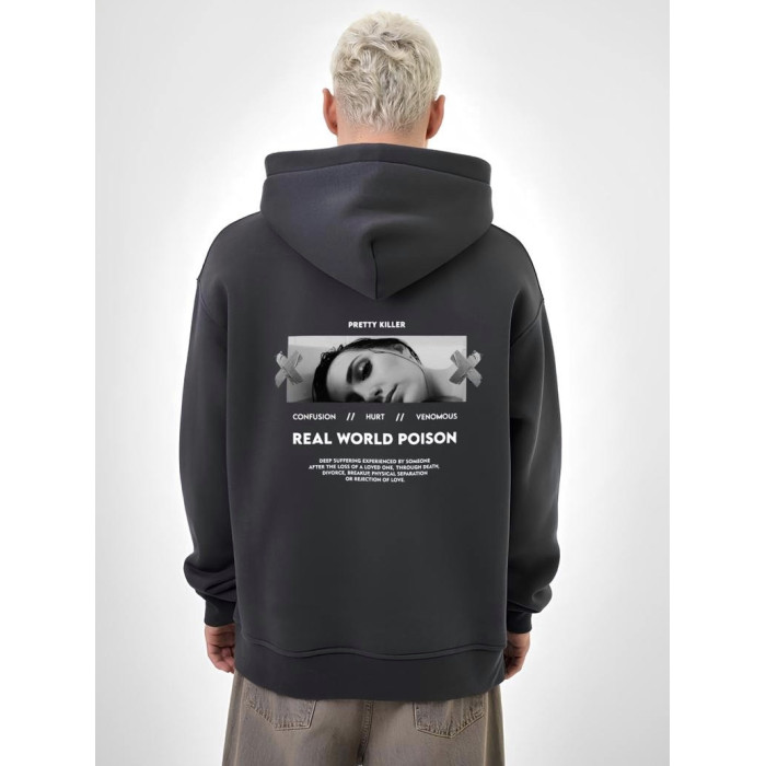 Oversize худі на флісі з принтом
