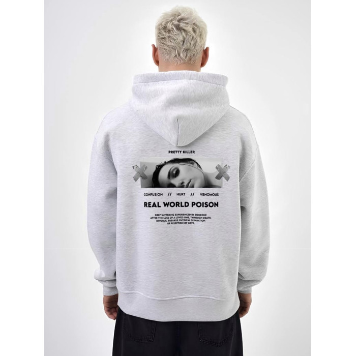 Oversize худі на флісі з принтом