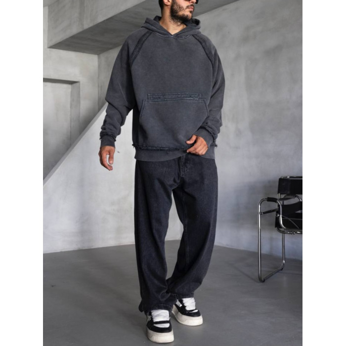 Oversize худі з необробленими краями