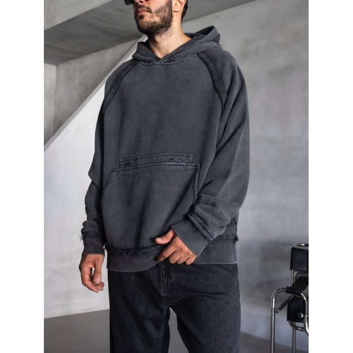 Oversize худі з необробленими краями