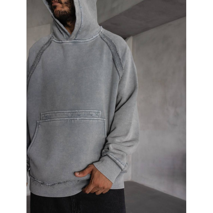 Oversize худі з необробленими краями
