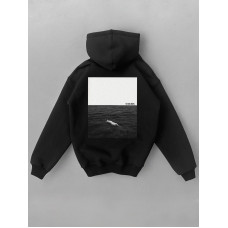 Oversize худі на флісі з принтом