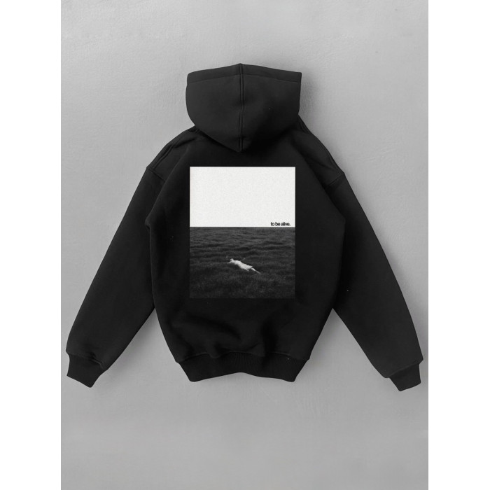 Oversize худі на флісі з принтом