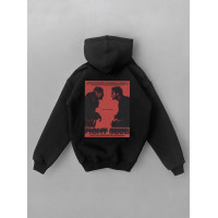 Oversize худі на флісі з принтом