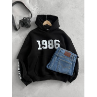 Oversize худі на флісі з принтом