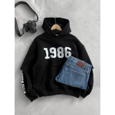 Oversize худі на флісі з принтом