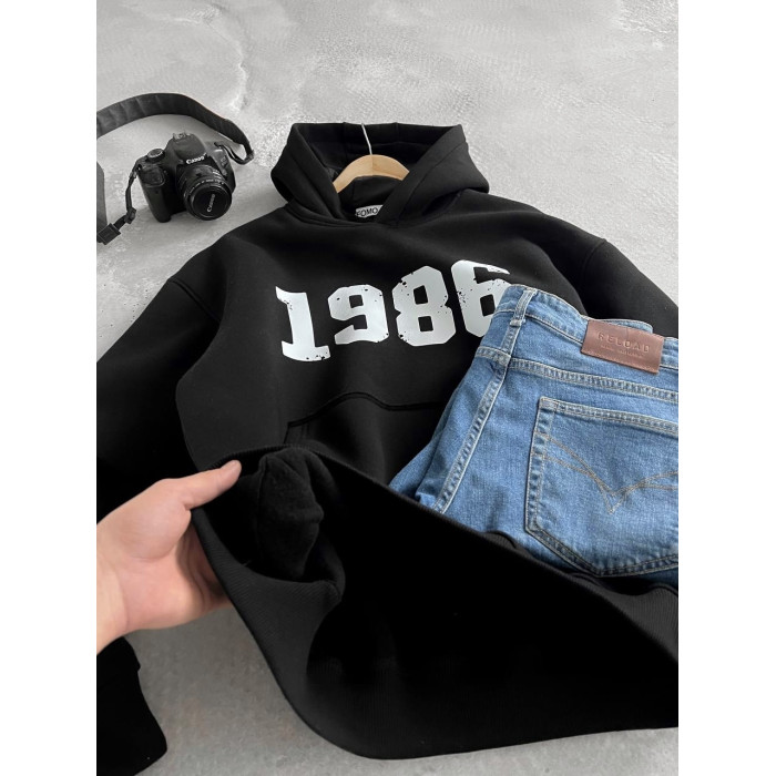 Oversize худі на флісі з принтом