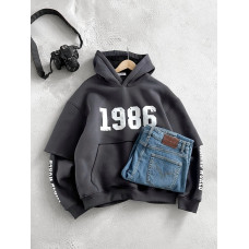 Oversize худі на флісі з принтом