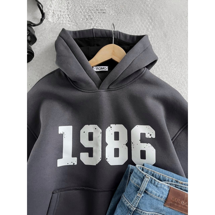 Oversize худі на флісі з принтом