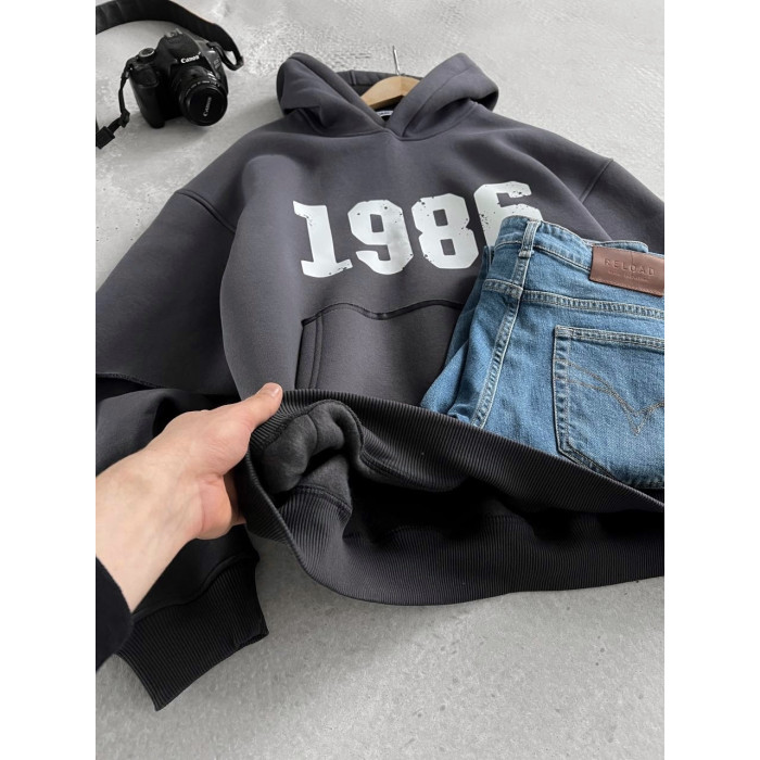 Oversize худі на флісі з принтом