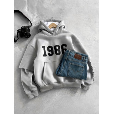 Oversize худі на флісі з принтом