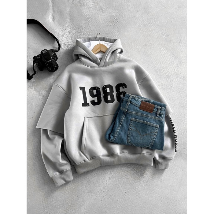 Oversize худі на флісі з принтом