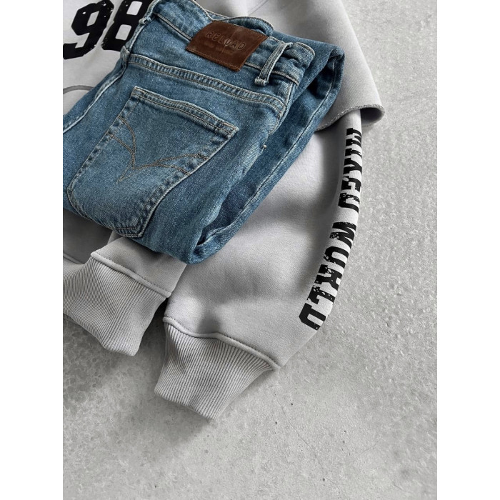 Oversize худі на флісі з принтом