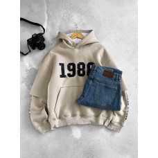Oversize худі на флісі з принтом