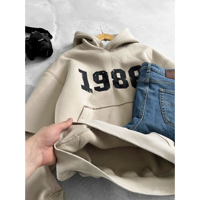 Oversize худі на флісі з принтом