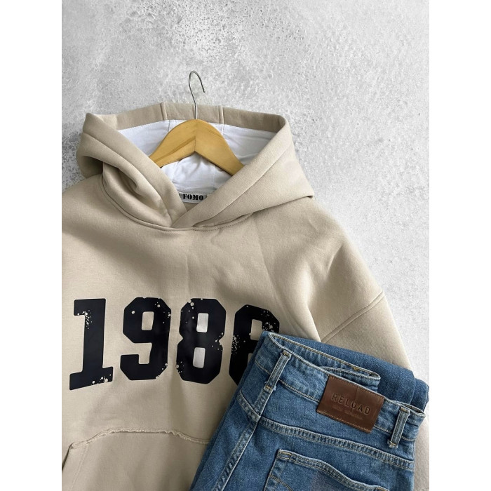 Oversize худі на флісі з принтом