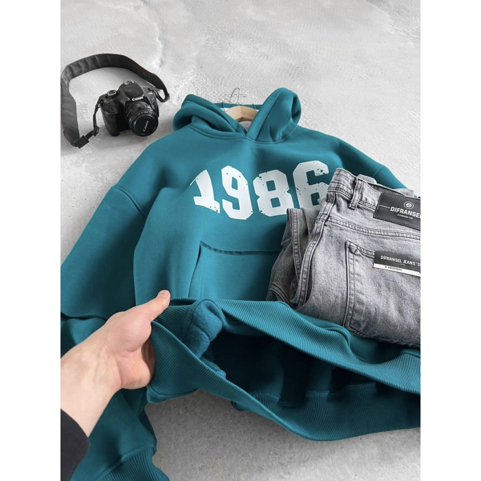 Oversize худі на флісі з принтом