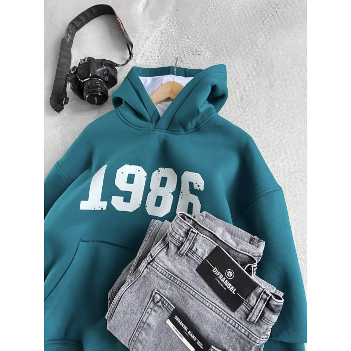 Oversize худі на флісі з принтом