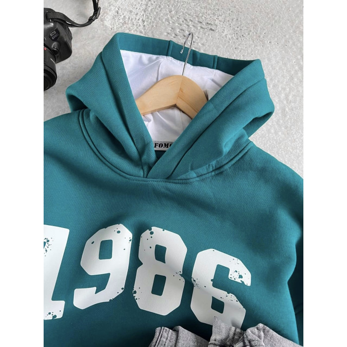 Oversize худі на флісі з принтом
