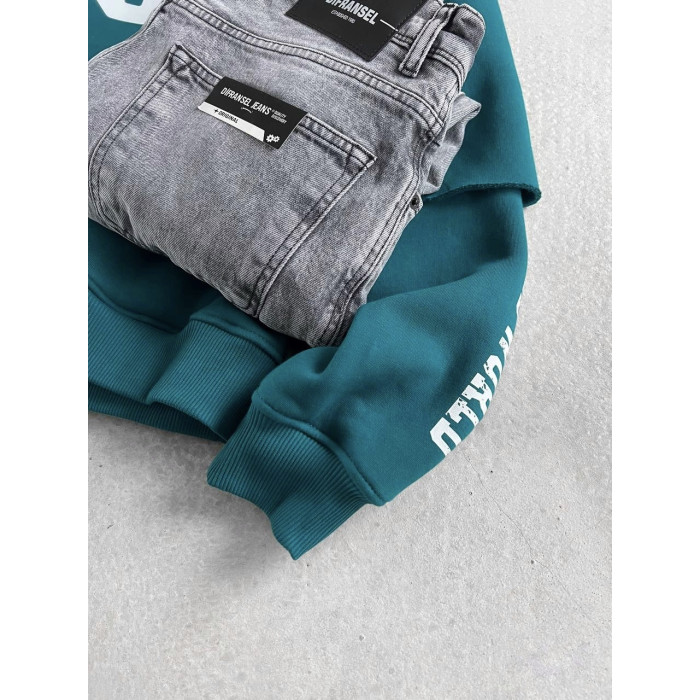 Oversize худі на флісі з принтом