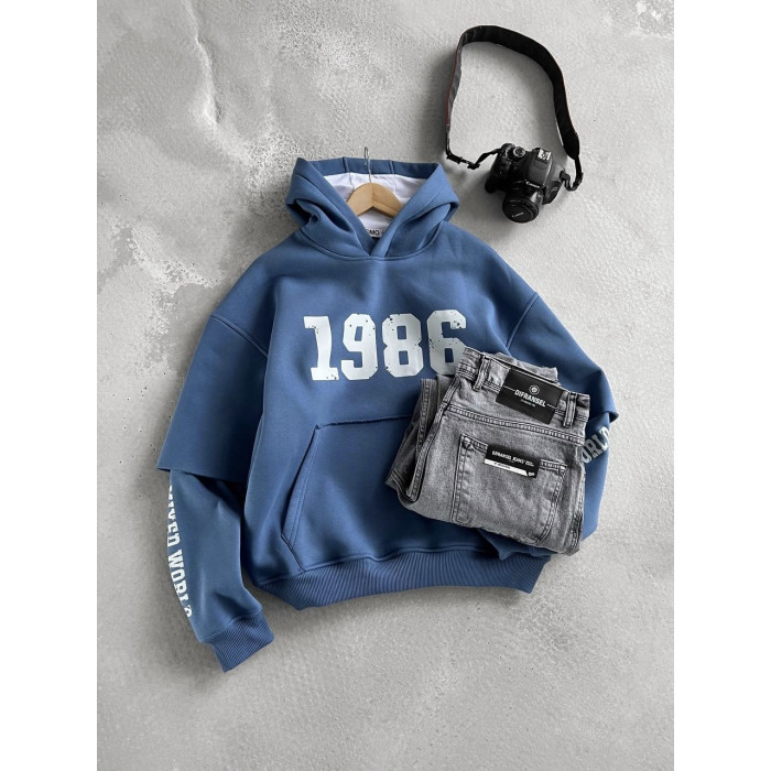 Oversize худі на флісі з принтом