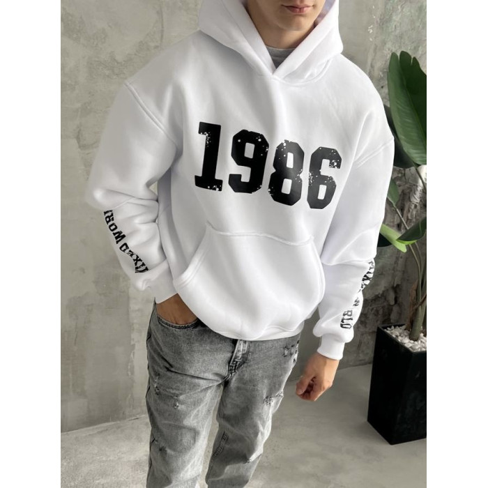 Oversize худі на флісі з принтом