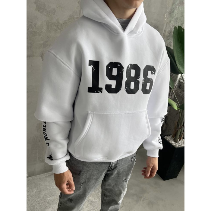 Oversize худі на флісі з принтом