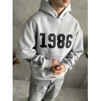 Oversize худі на флісі з принтом