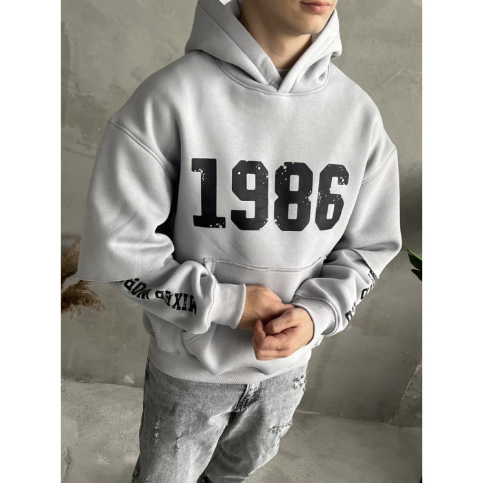 Oversize худі на флісі з принтом