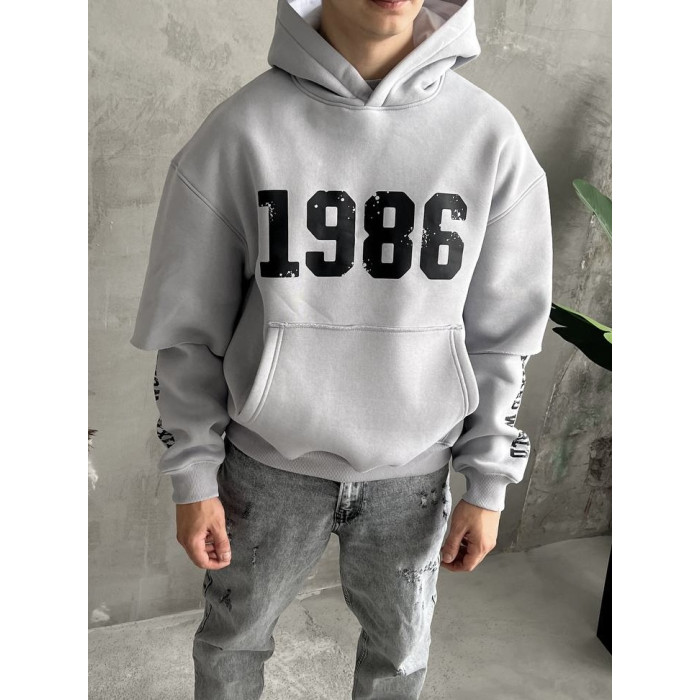 Oversize худі на флісі з принтом
