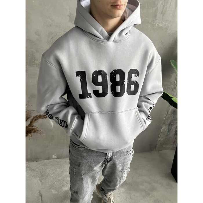 Oversize худі на флісі з принтом